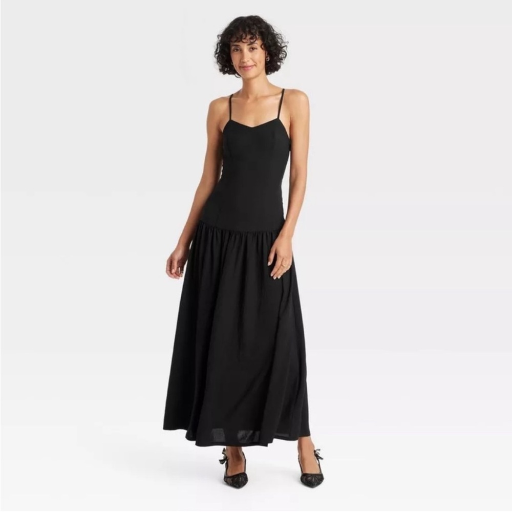 a new day Black Spaghetti Strap Drop Waist Maxi Dress